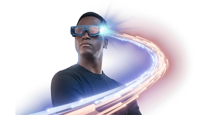Portrait of a man using Snap Spectacles with Hololight Stream.