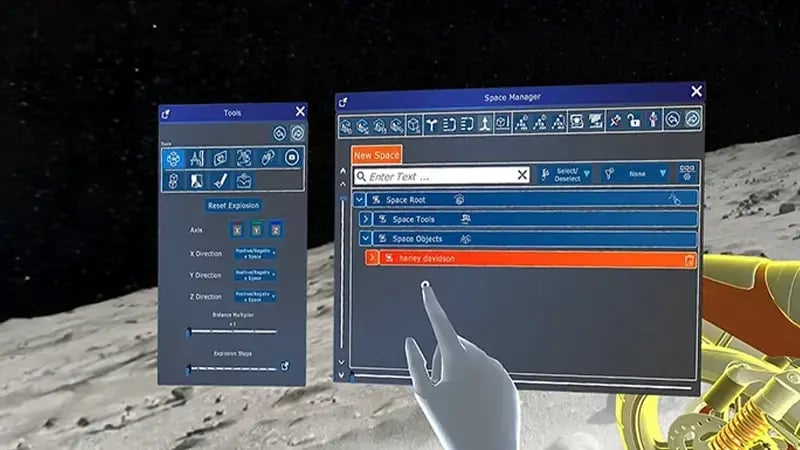 Engineer working inside Hololight Space in VR.
