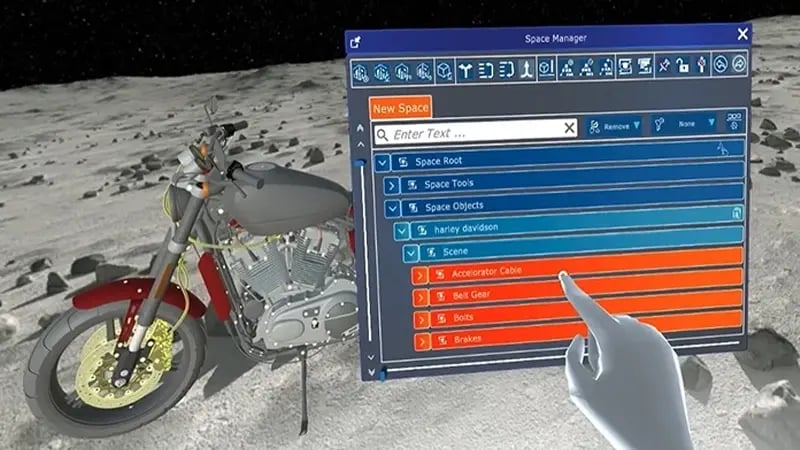 Reviewer selecting parts of a model in Hololight Space.