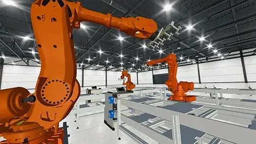Planning a large, complex factory layout in VR.